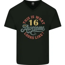 16th Birthday 60 Year Old Awesome Looks Like Mens V-Neck Cotton T-Shirt