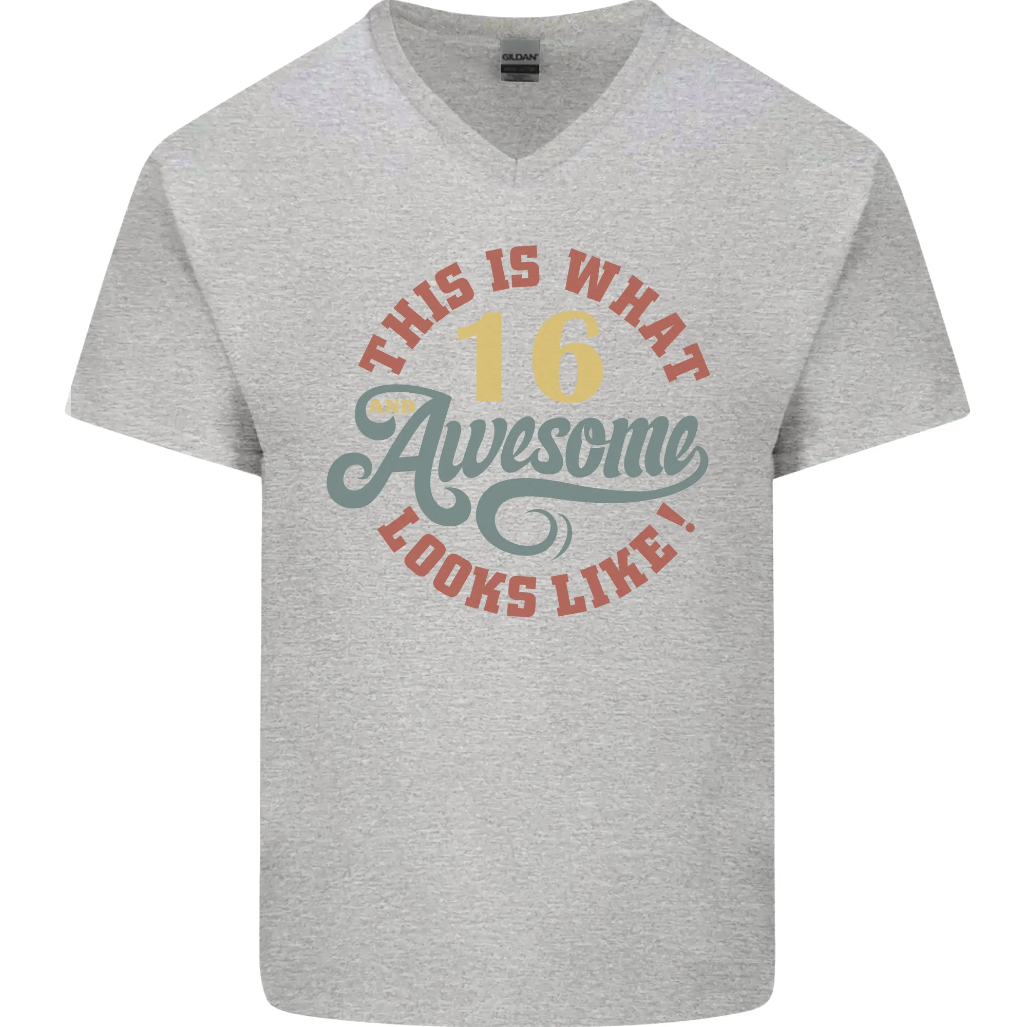 16th Birthday 60 Year Old Awesome Looks Like Mens V-Neck Cotton T-Shirt