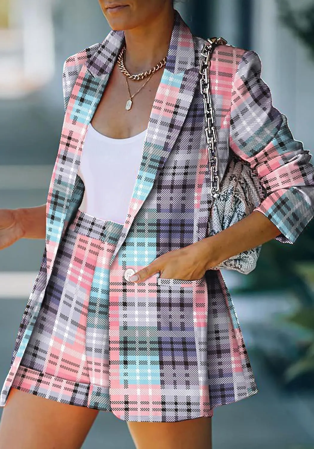 2 Piece Outfits for Women Long Sleeve Solid Open Front Blazer Shorts with Belt Casual Elegant Business Suit Sets