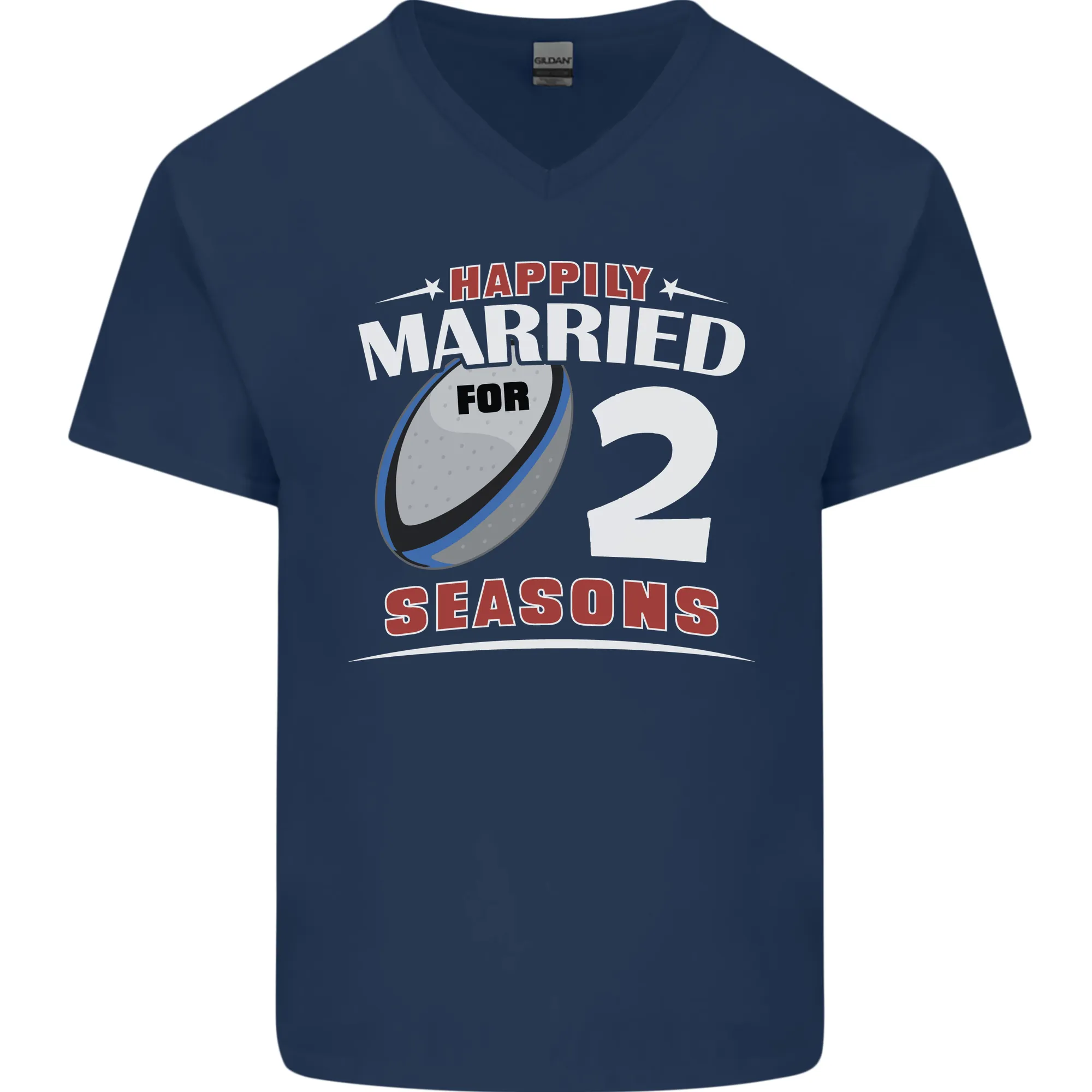 2 Year Wedding Anniversary 2nd Rugby Mens V-Neck Cotton T-Shirt