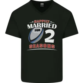 2 Year Wedding Anniversary 2nd Rugby Mens V-Neck Cotton T-Shirt