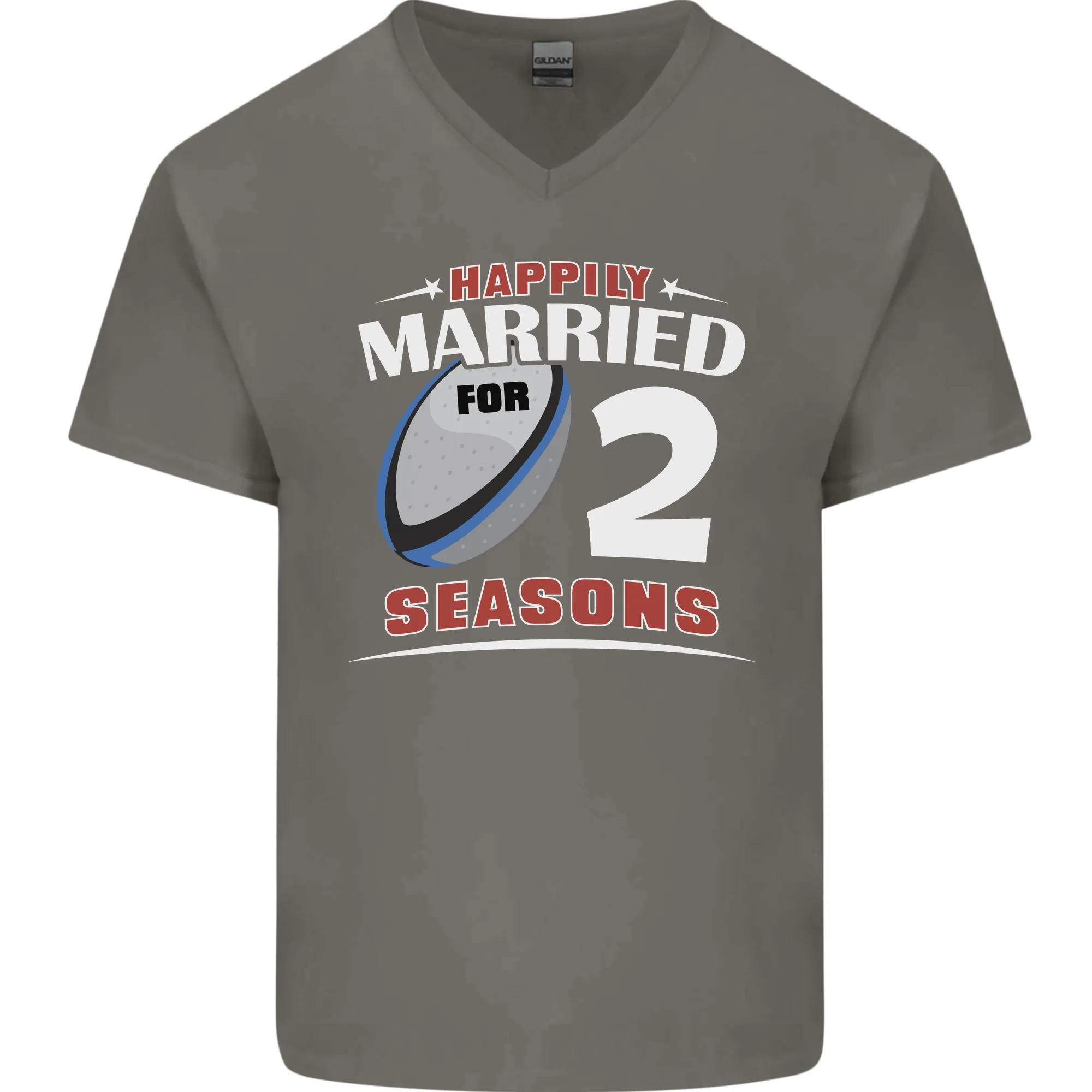 2 Year Wedding Anniversary 2nd Rugby Mens V-Neck Cotton T-Shirt