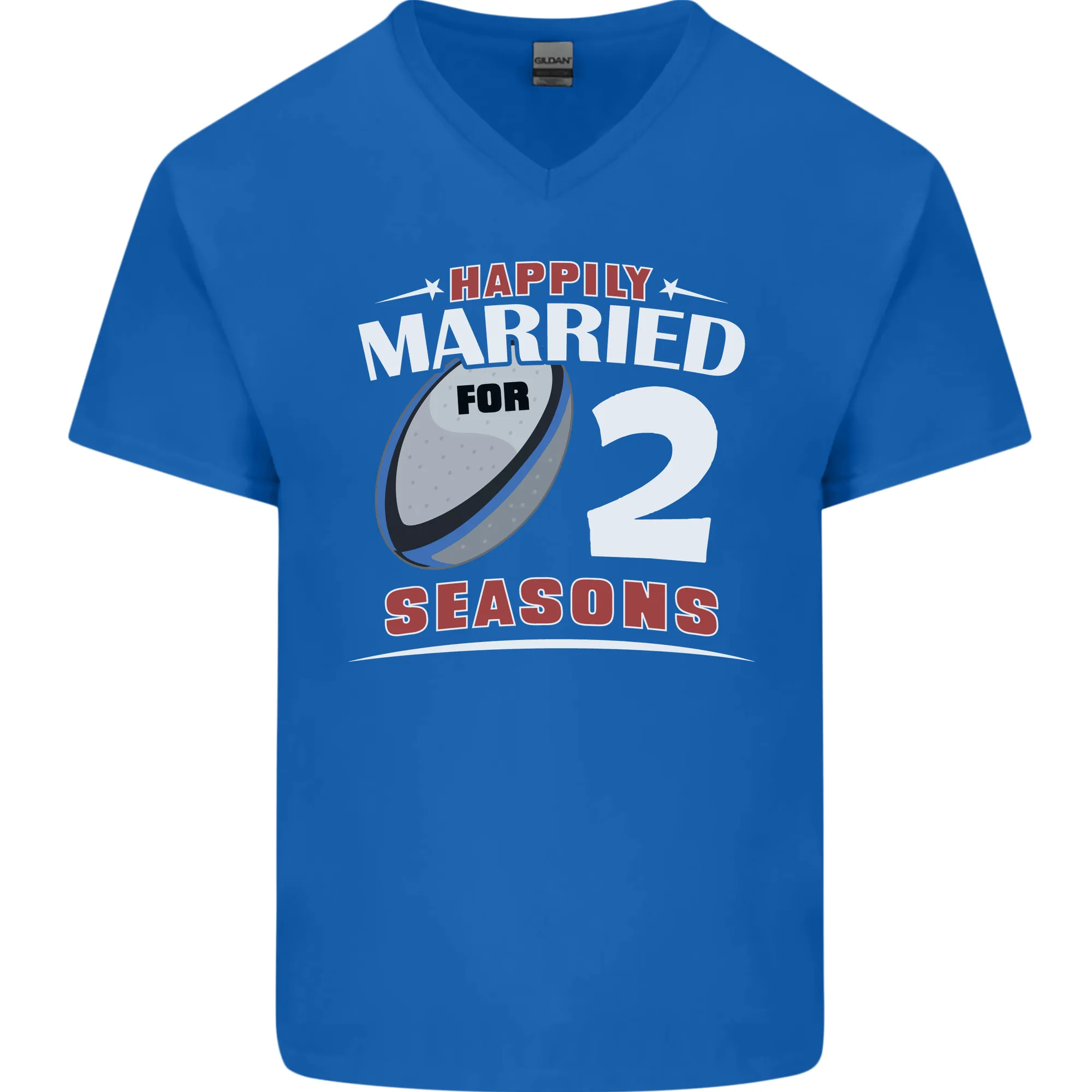 2 Year Wedding Anniversary 2nd Rugby Mens V-Neck Cotton T-Shirt