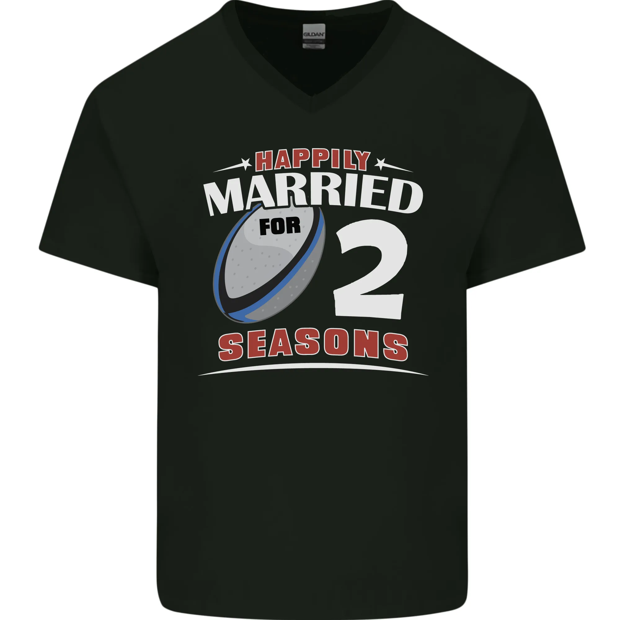 2 Year Wedding Anniversary 2nd Rugby Mens V-Neck Cotton T-Shirt