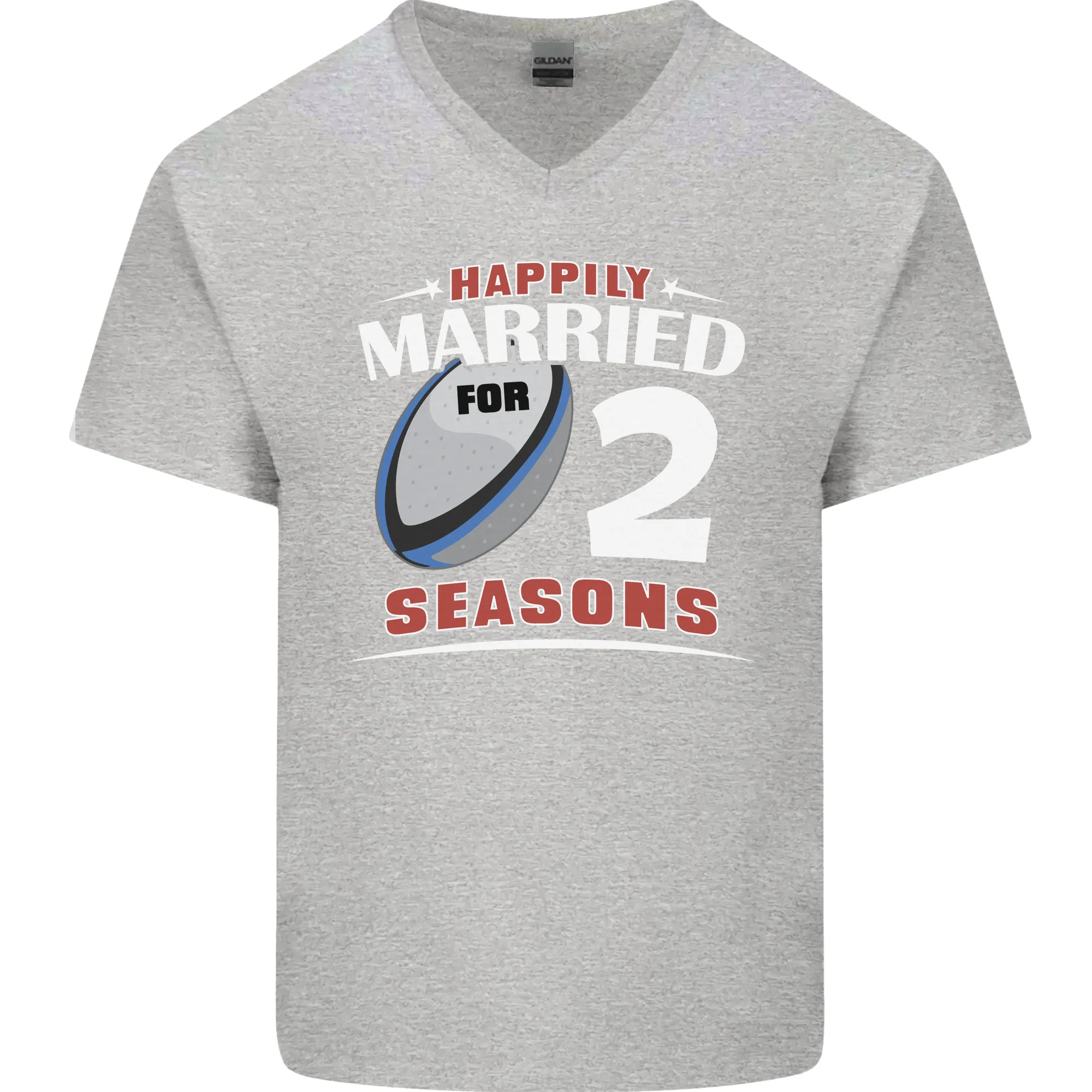 2 Year Wedding Anniversary 2nd Rugby Mens V-Neck Cotton T-Shirt
