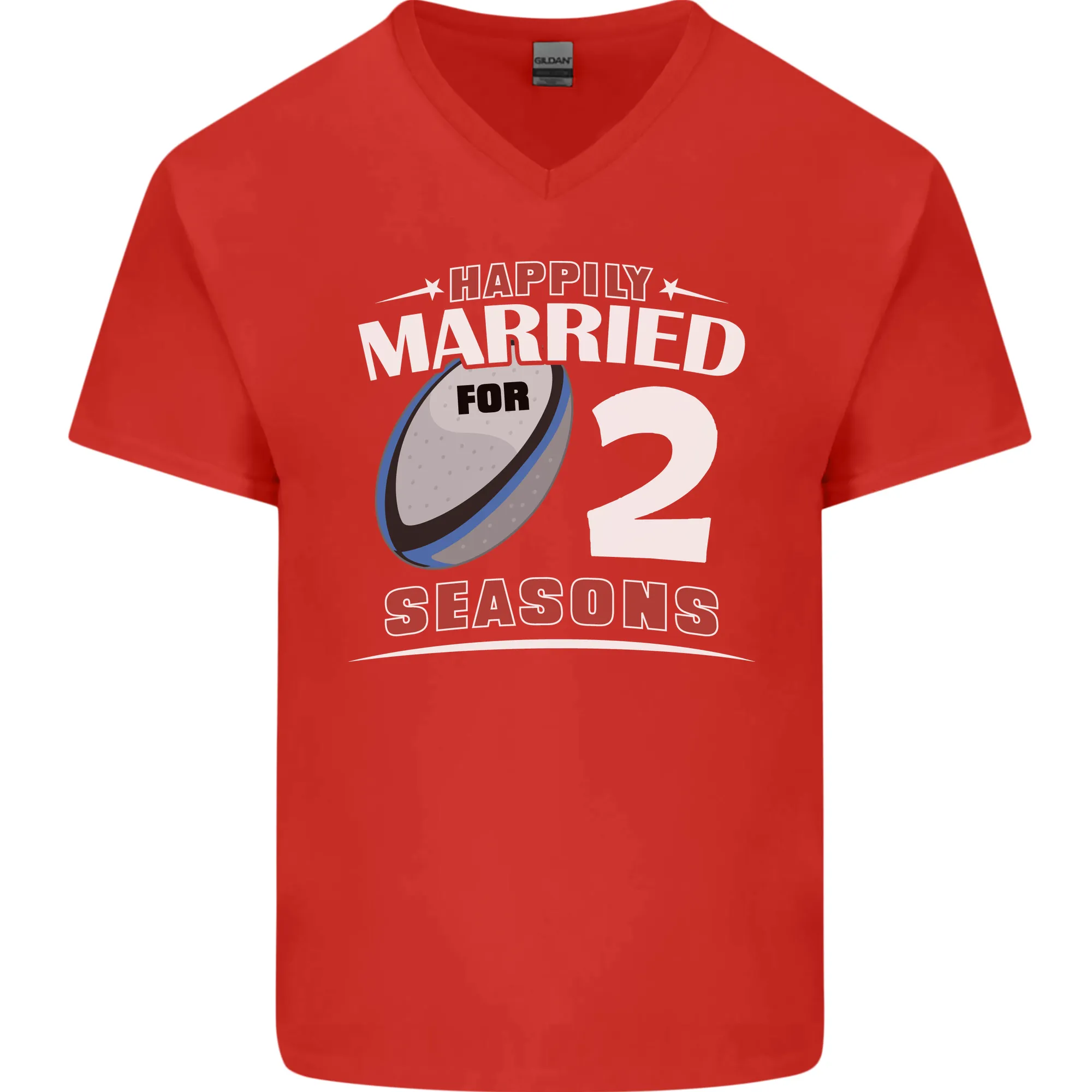 2 Year Wedding Anniversary 2nd Rugby Mens V-Neck Cotton T-Shirt