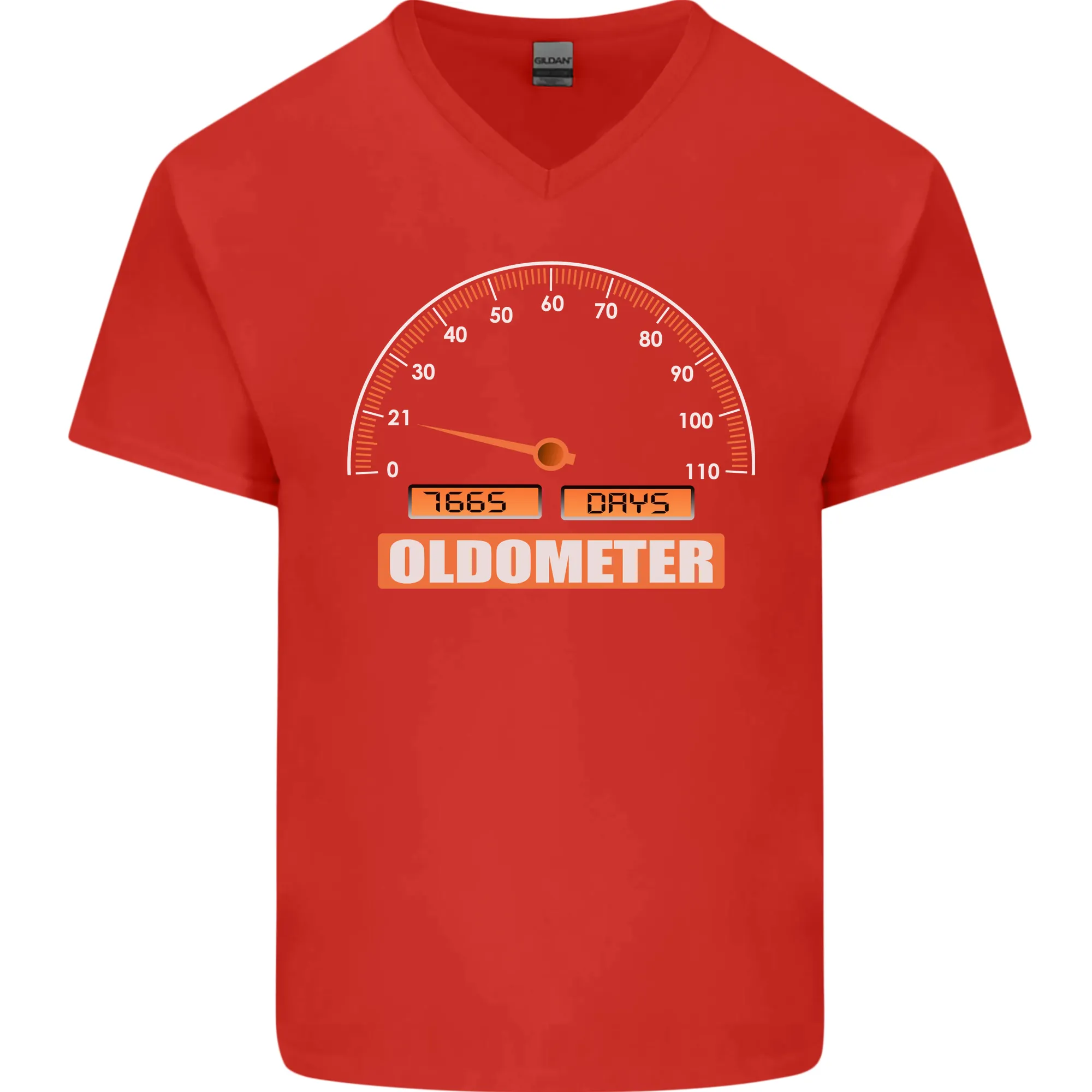 21st Birthday 21 Year Old Ageometer Funny Mens V-Neck Cotton T-Shirt