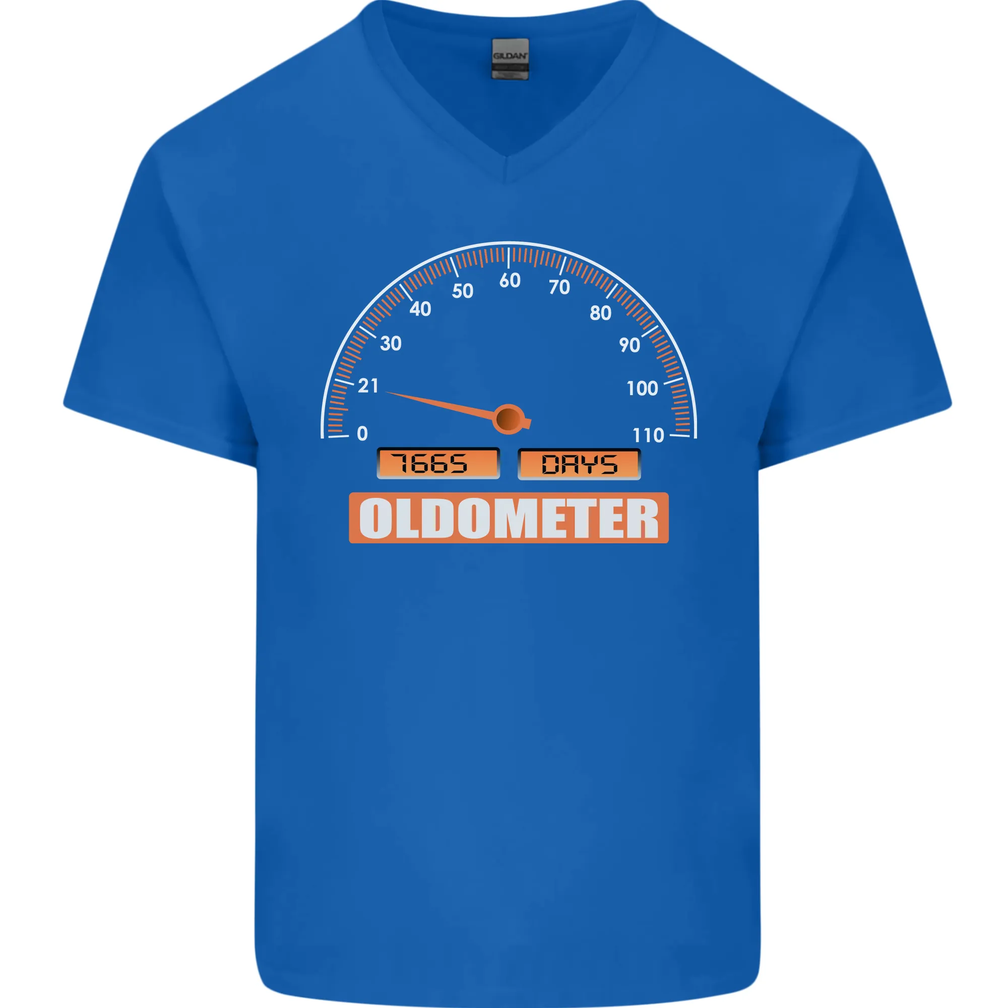 21st Birthday 21 Year Old Ageometer Funny Mens V-Neck Cotton T-Shirt