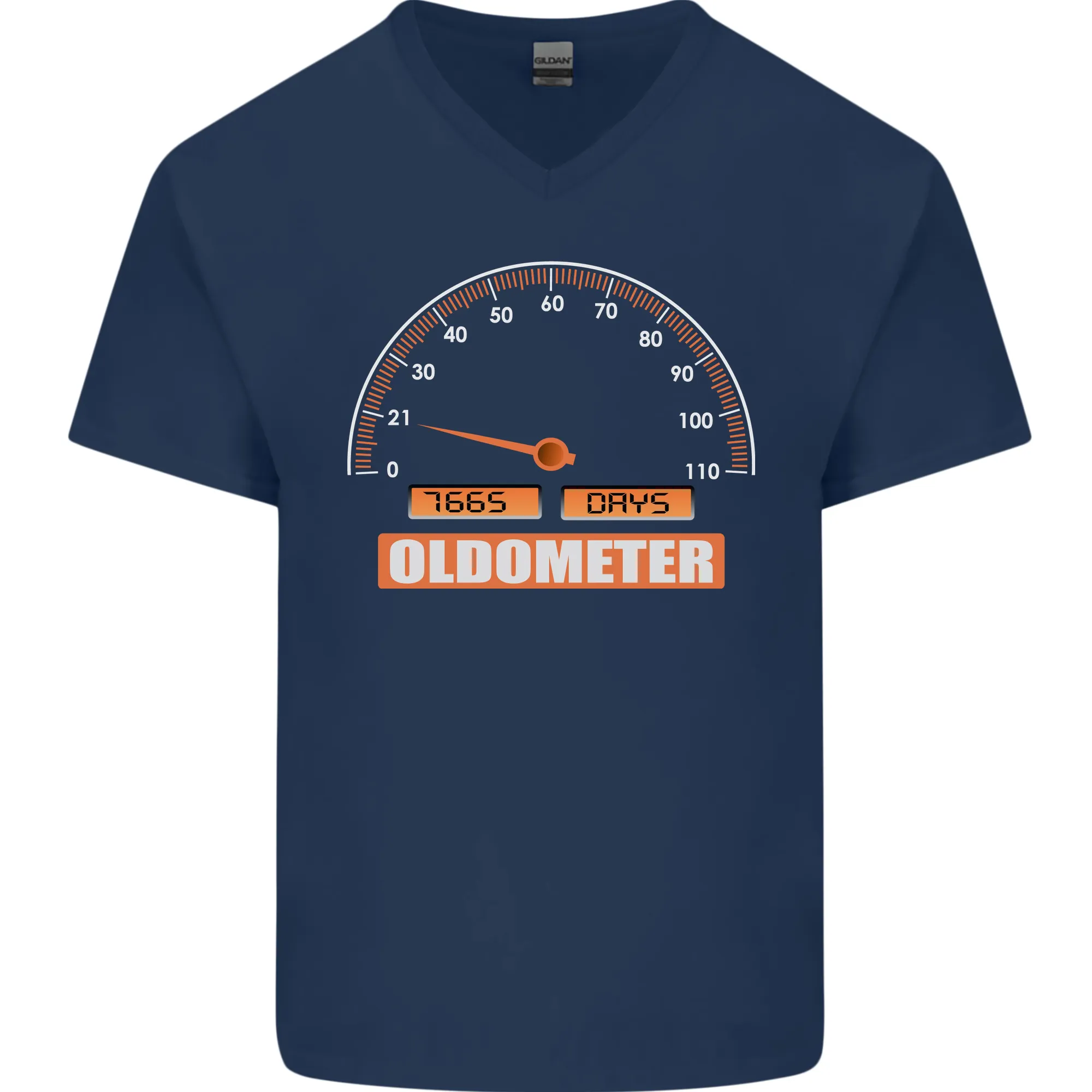 21st Birthday 21 Year Old Ageometer Funny Mens V-Neck Cotton T-Shirt