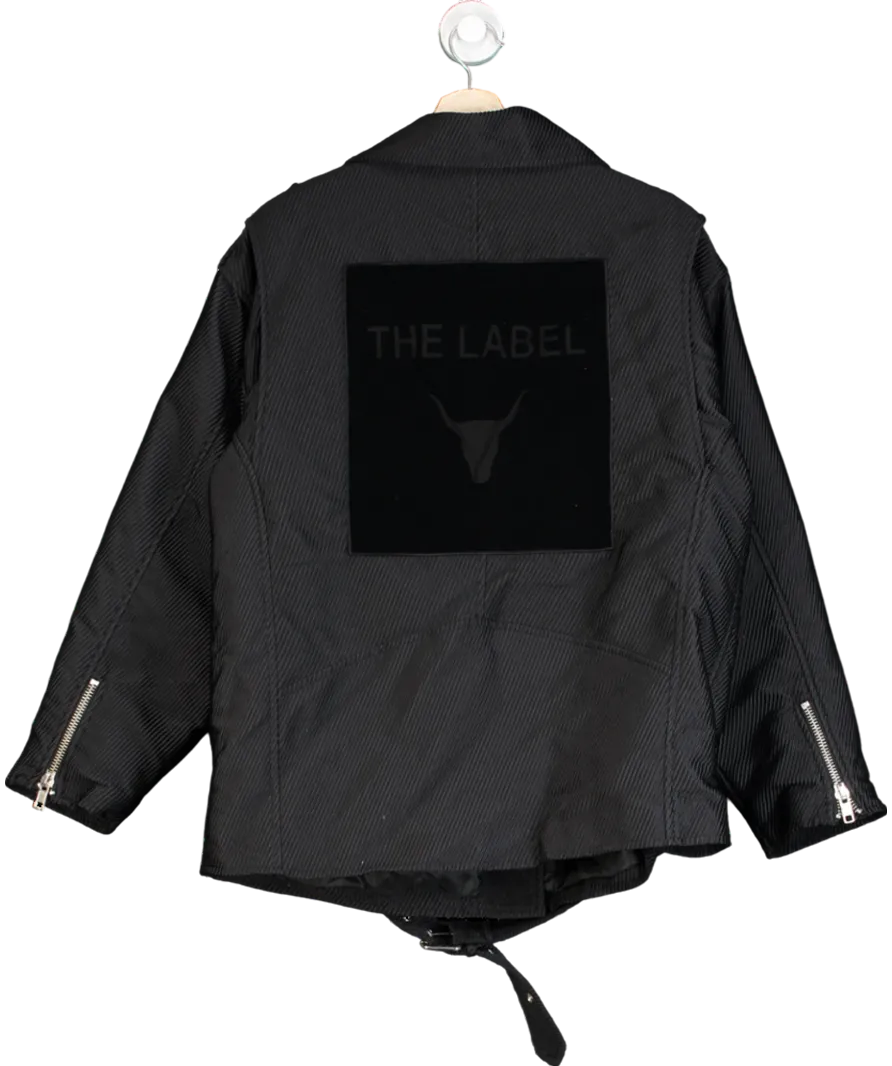 ALIX THE LABEL Black Corduroy Biker Jacket UK M/L