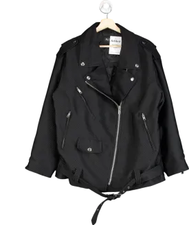 ALIX THE LABEL Black Corduroy Biker Jacket UK M/L