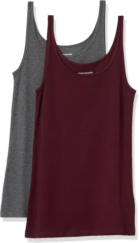 Amazon Essentials Women's Slim-Fit Thin Strap Tank Top, Pack of 2