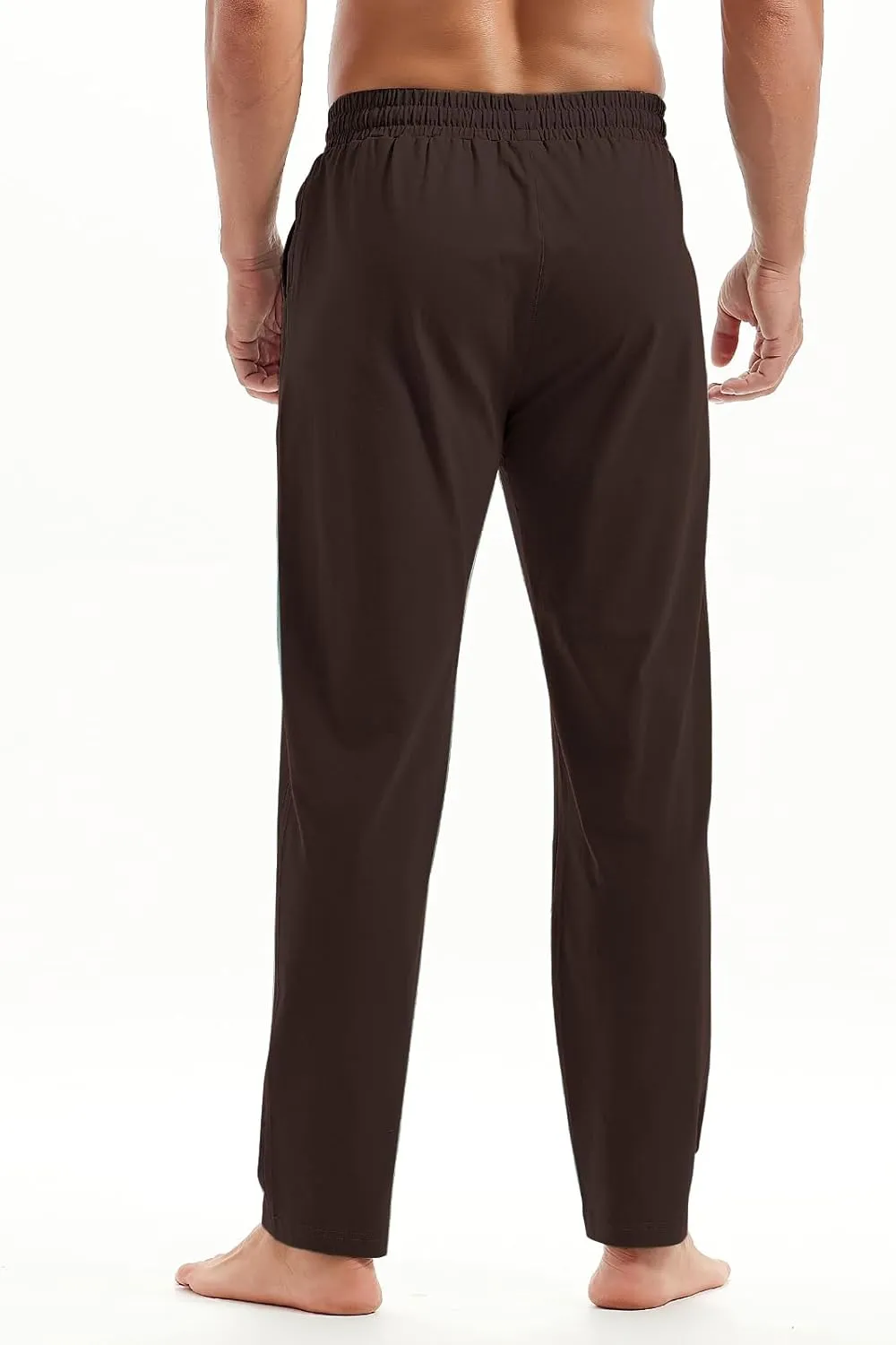 AMY COULEE Mens Cotton Yoga Pants Running Workout Lightweight Sweatpants Open Bottom Lounge Pants with Pockets