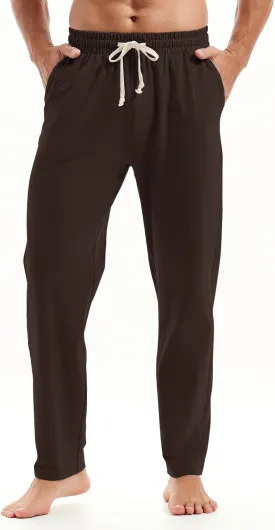 AMY COULEE Mens Cotton Yoga Pants Running Workout Lightweight Sweatpants Open Bottom Lounge Pants with Pockets