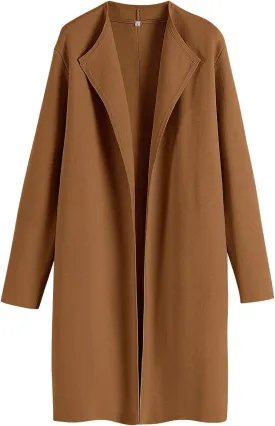 ANRABESS Women's Long Cardigans Sweater 2025 Fall Casual Lapel Open Front Knit Warm Wool Coatigan Oversized Jacket Coat