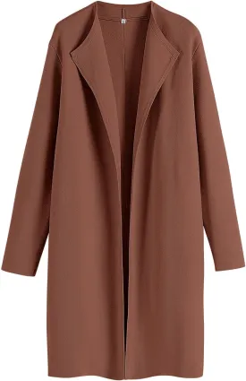 ANRABESS Women's Long Cardigans Sweater 2025 Fall Casual Lapel Open Front Knit Warm Wool Coatigan Oversized Jacket Coat