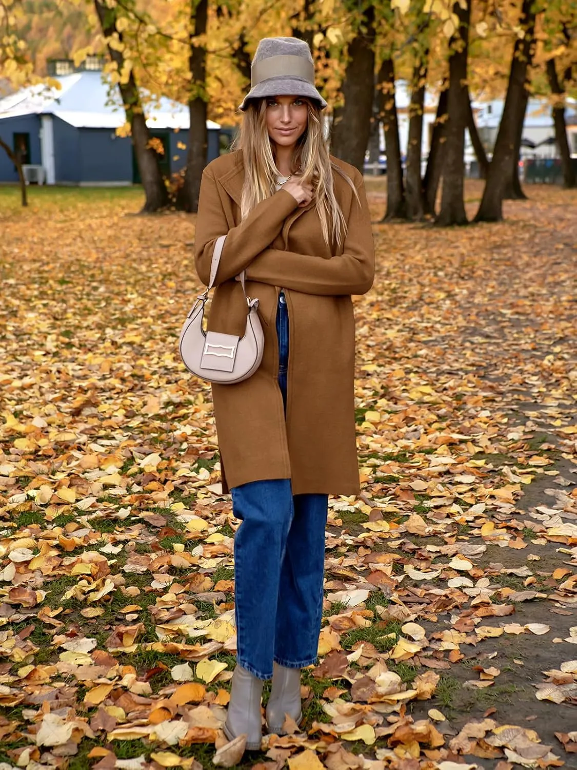 ANRABESS Women's Long Cardigans Sweater 2025 Fall Casual Lapel Open Front Knit Warm Wool Coatigan Oversized Jacket Coat