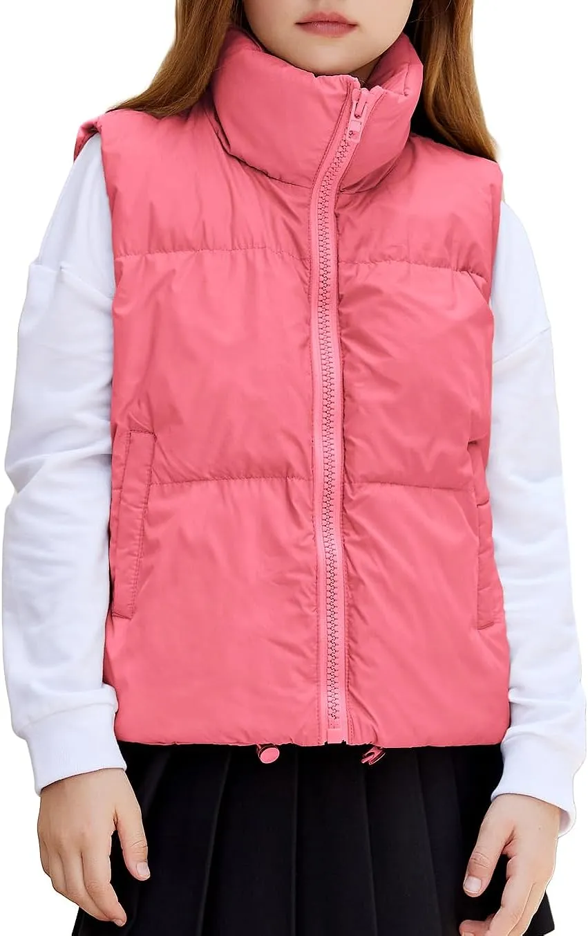 Arshiner Girls Winter Zipper Puffer Vest Lightweight Sleeveless Outwear