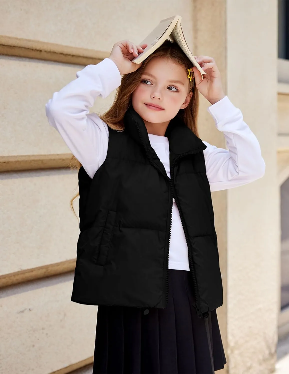 Arshiner Girls Winter Zipper Puffer Vest Lightweight Sleeveless Outwear