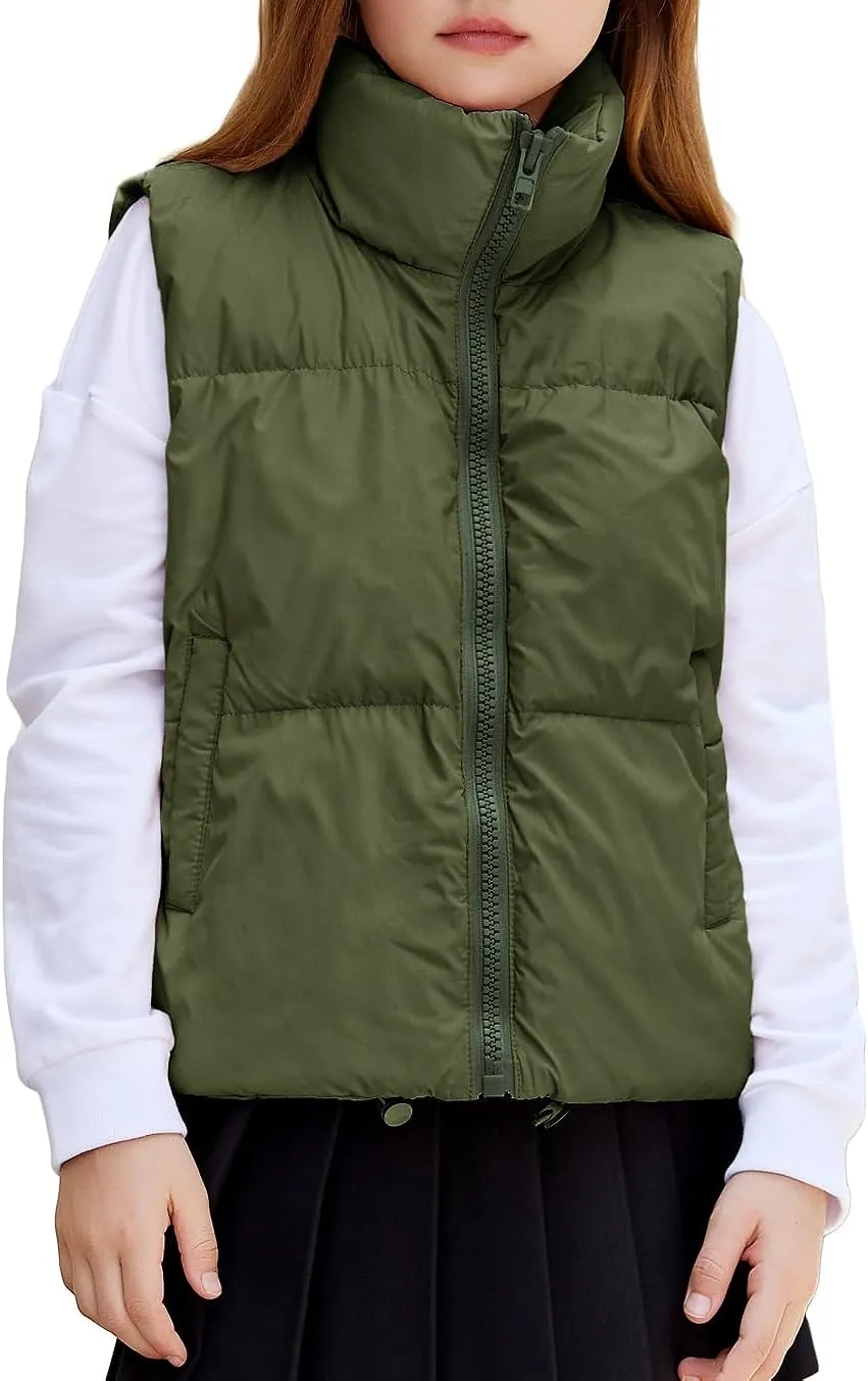 Arshiner Girls Winter Zipper Puffer Vest Lightweight Sleeveless Outwear