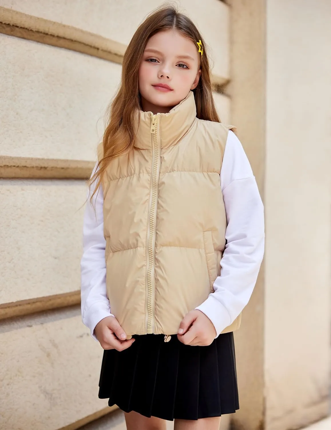 Arshiner Girls Winter Zipper Puffer Vest Lightweight Sleeveless Outwear