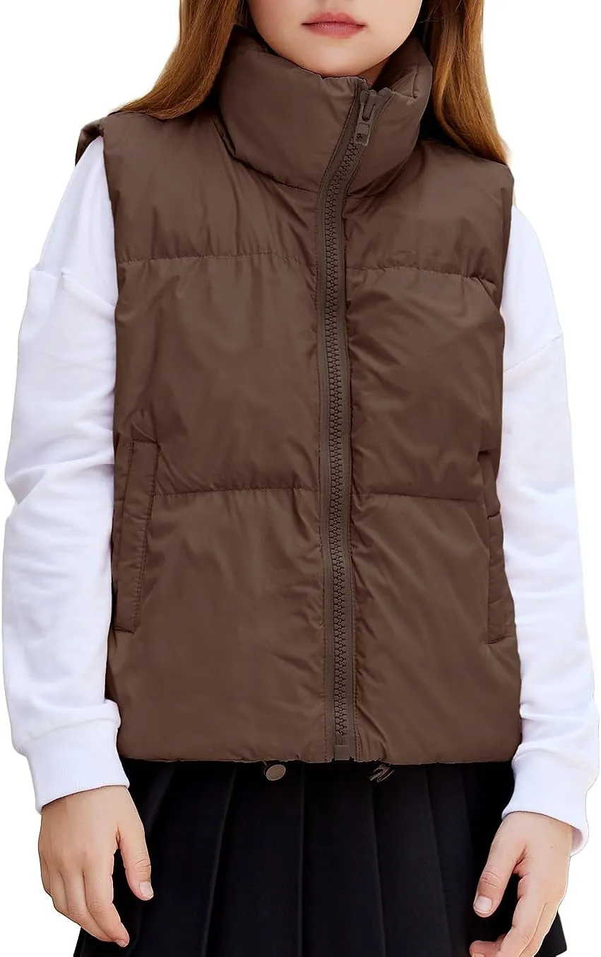 Arshiner Girls Winter Zipper Puffer Vest Lightweight Sleeveless Outwear