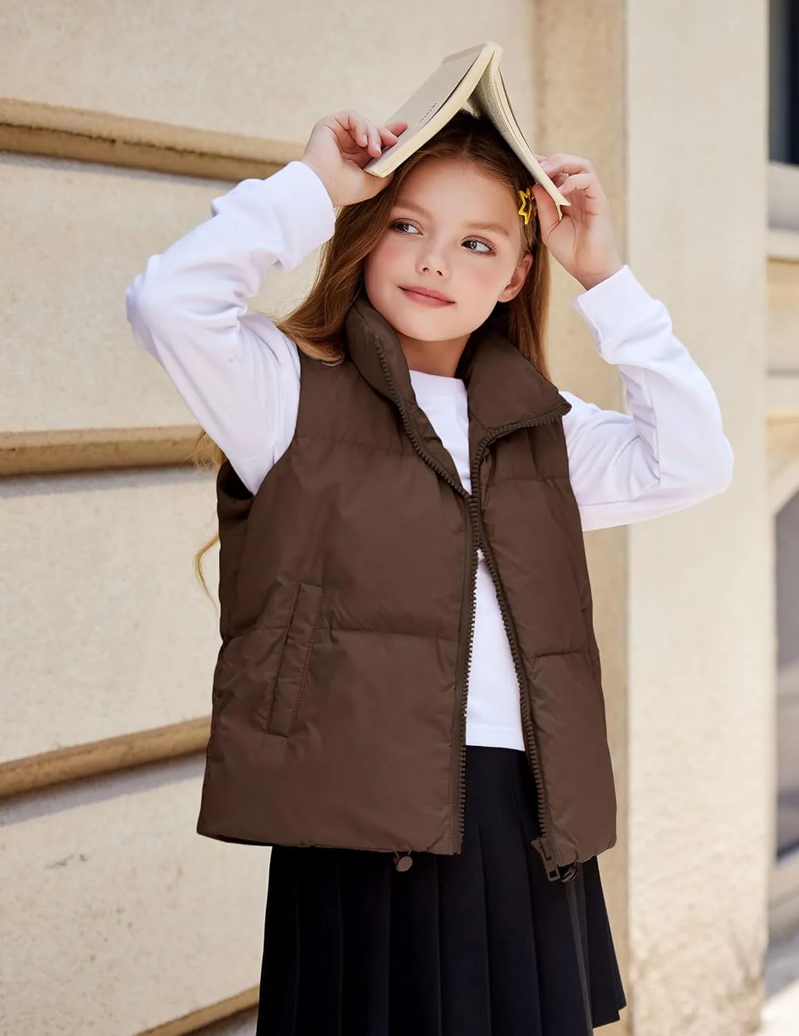 Arshiner Girls Winter Zipper Puffer Vest Lightweight Sleeveless Outwear