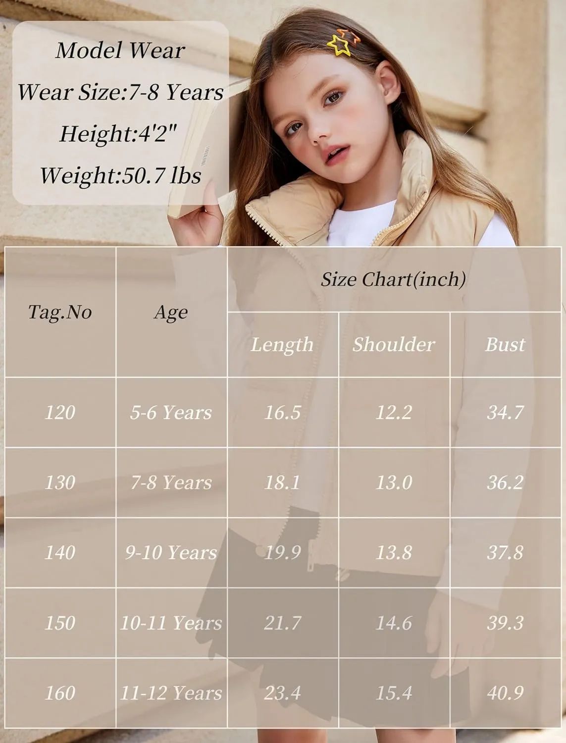 Arshiner Girls Winter Zipper Puffer Vest Lightweight Sleeveless Outwear