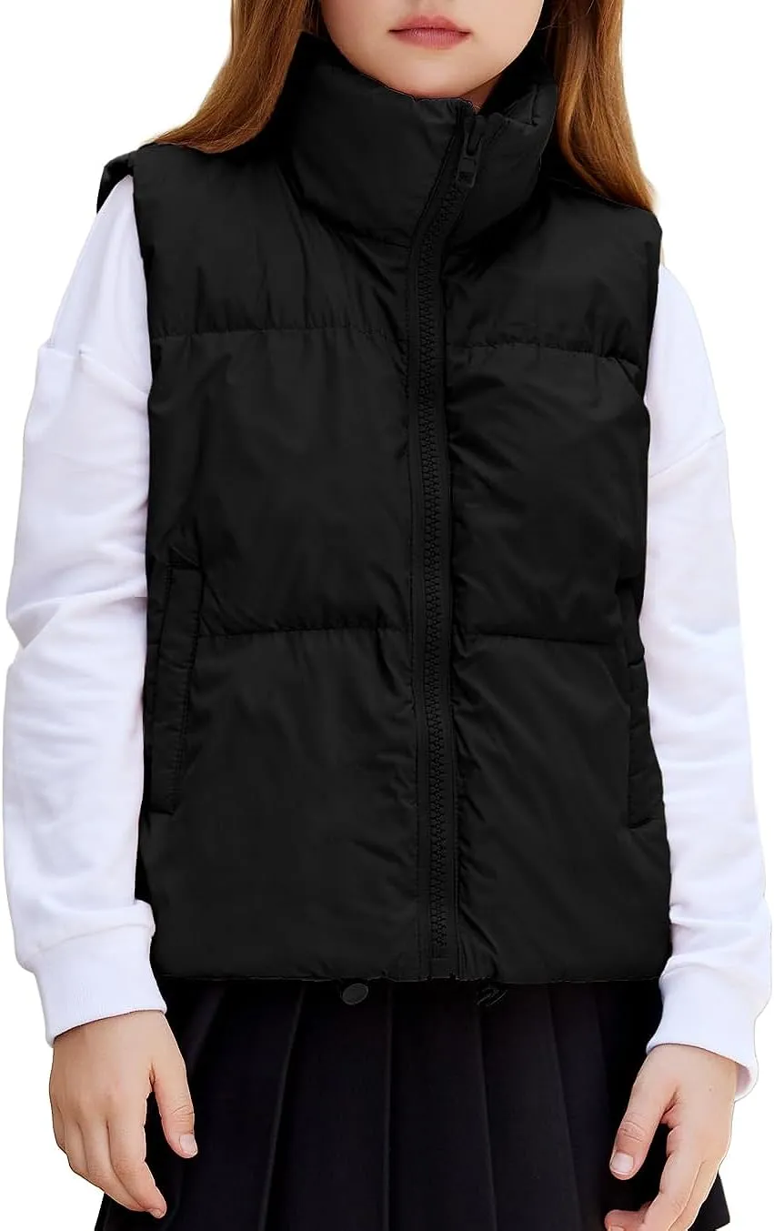 Arshiner Girls Winter Zipper Puffer Vest Lightweight Sleeveless Outwear