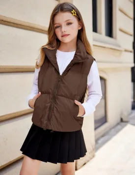 Arshiner Girls Winter Zipper Puffer Vest Lightweight Sleeveless Outwear
