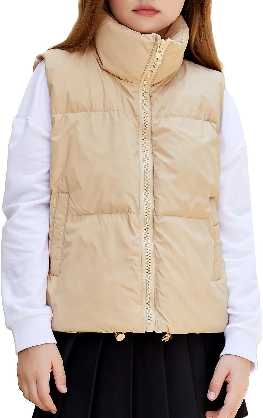 Arshiner Girls Winter Zipper Puffer Vest Lightweight Sleeveless Outwear