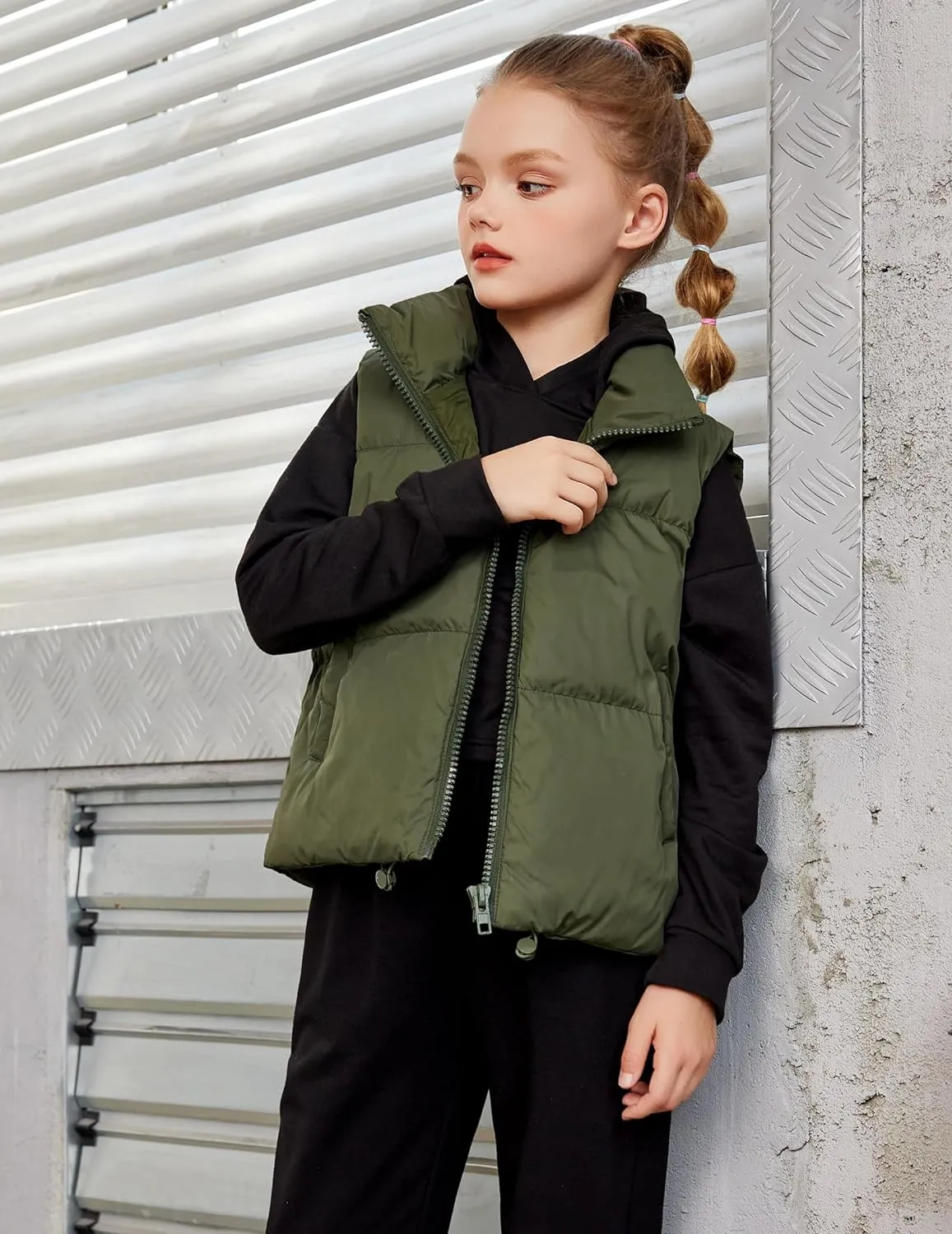 Arshiner Girls Winter Zipper Puffer Vest Lightweight Sleeveless Outwear