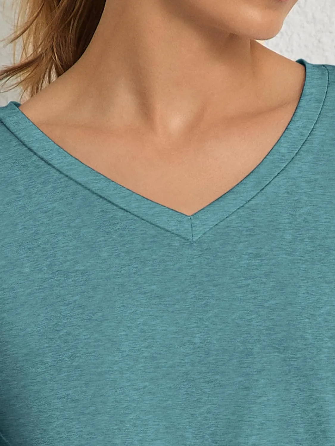 ATHMILE Womens Tops Shirts for Women Short Sleeve V Neck Tee Summer Fashion Trendy Soft Casual Spring Clothes Outfits Beach