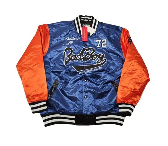 BADBOY NOTORIOUS BOOGIE HIPHOP RAPPER STYLE BOMBER JACKT IN NAVY ORANGE