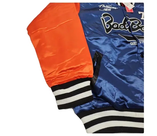 BADBOY NOTORIOUS BOOGIE HIPHOP RAPPER STYLE BOMBER JACKT IN NAVY ORANGE