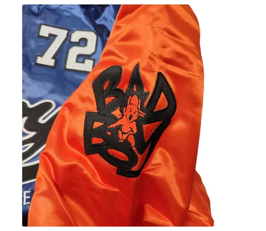 BADBOY NOTORIOUS BOOGIE HIPHOP RAPPER STYLE BOMBER JACKT IN NAVY ORANGE