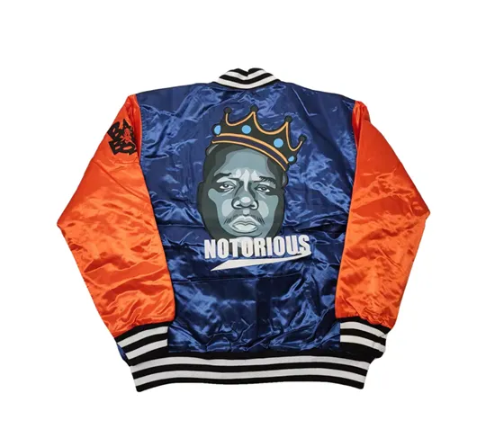 BADBOY NOTORIOUS BOOGIE HIPHOP RAPPER STYLE BOMBER JACKT IN NAVY ORANGE