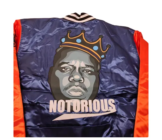 BADBOY NOTORIOUS BOOGIE HIPHOP RAPPER STYLE BOMBER JACKT IN NAVY ORANGE