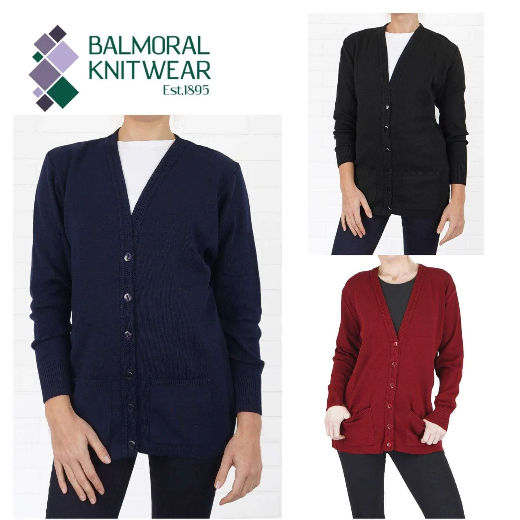 Balmoral Women Wool Blend Knit Pockets Cardigan