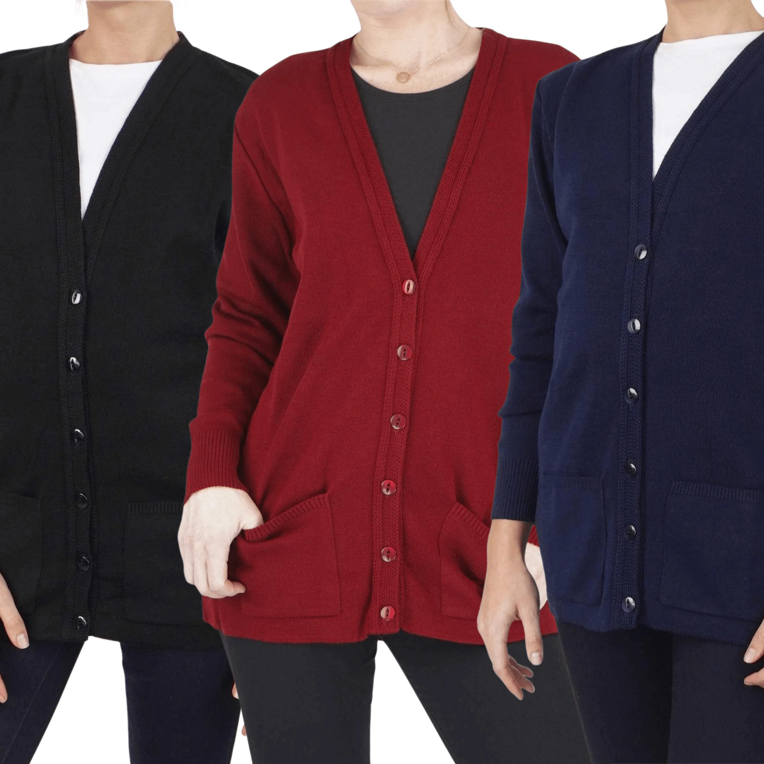 Balmoral Women Wool Blend Knit Pockets Cardigan