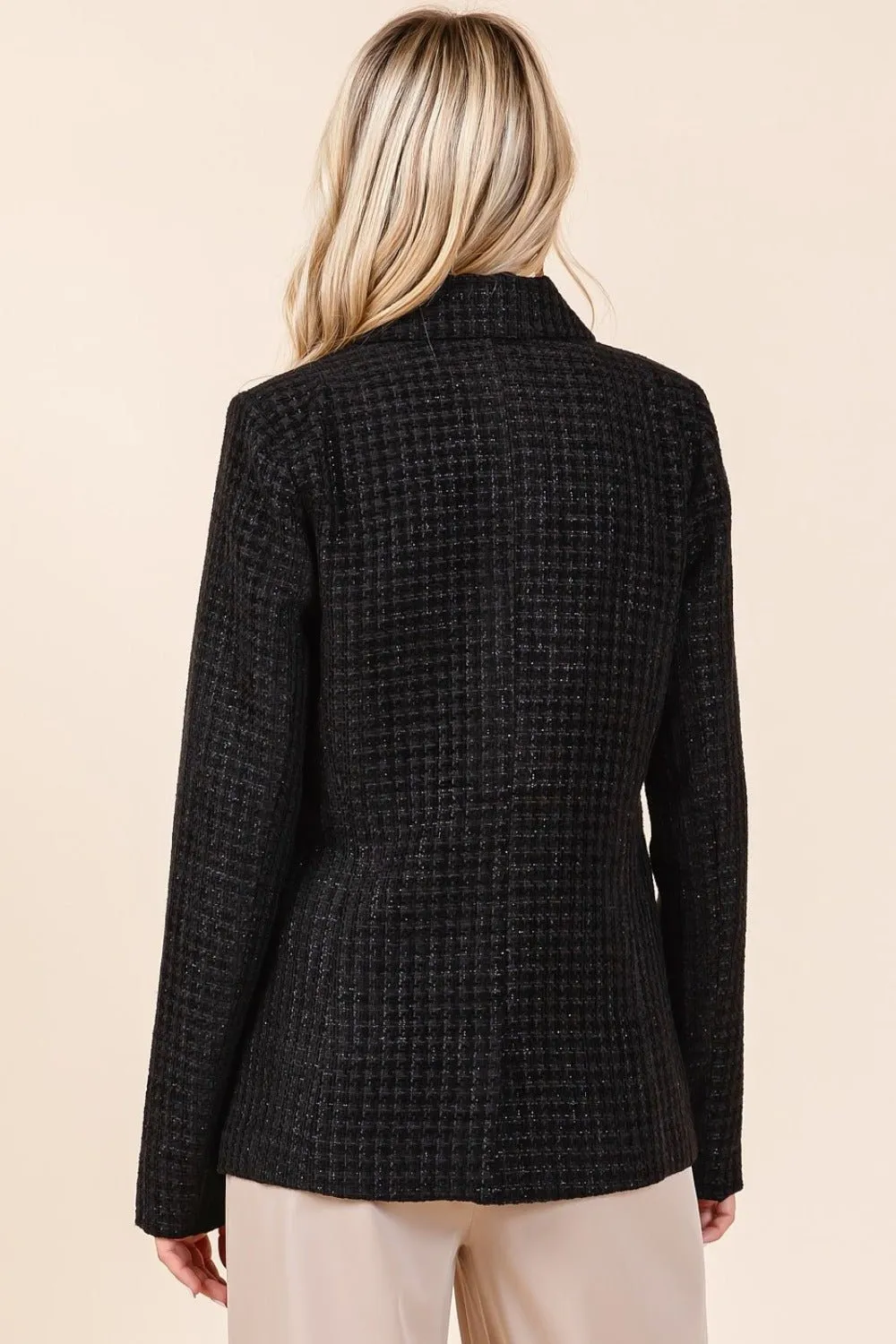 Black Plaid Double Breasted Blazer