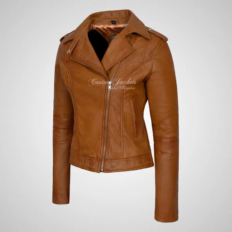 BRYNN Womens Leather Biker Jacket