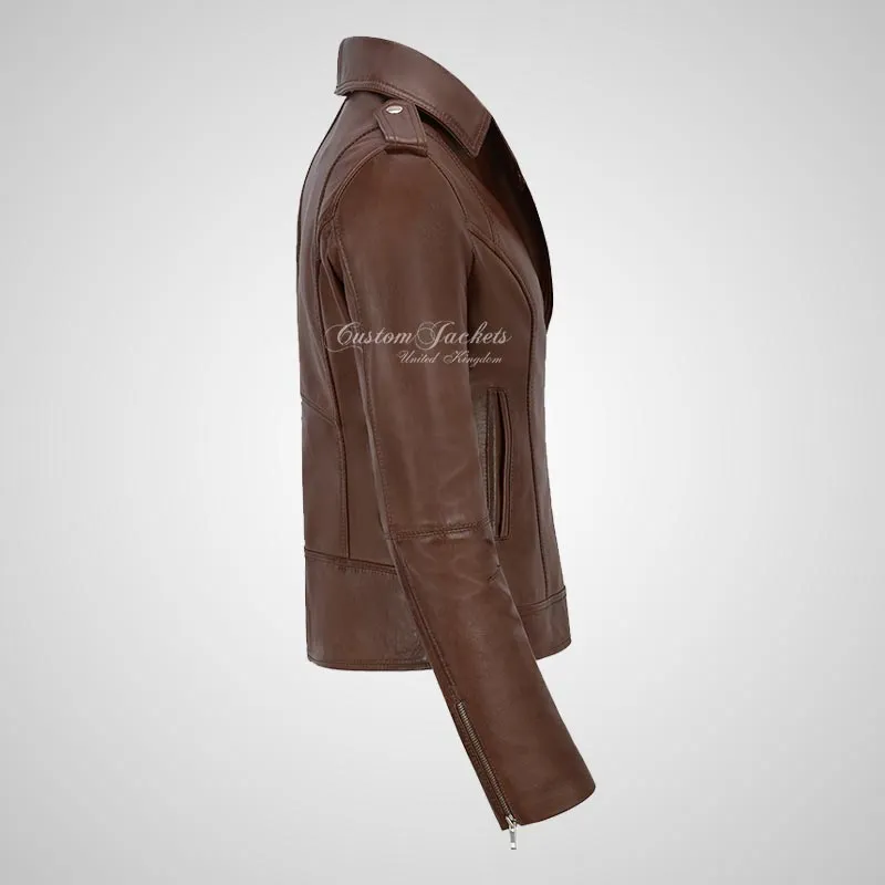BRYNN Womens Leather Biker Jacket