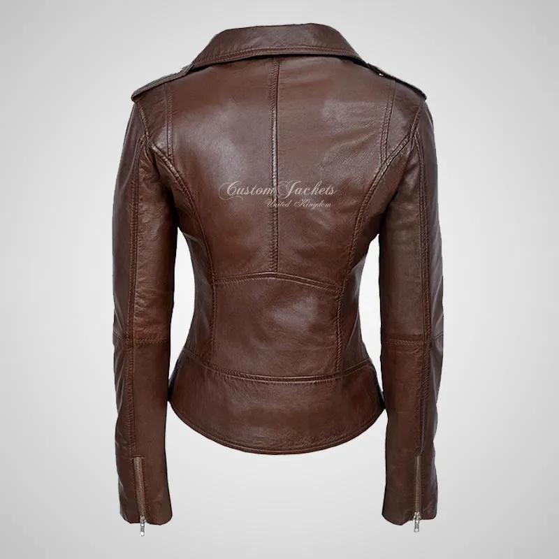 BRYNN Womens Leather Biker Jacket