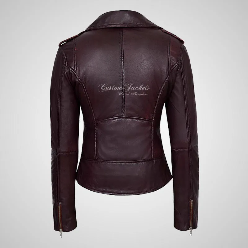 BRYNN Womens Leather Biker Jacket