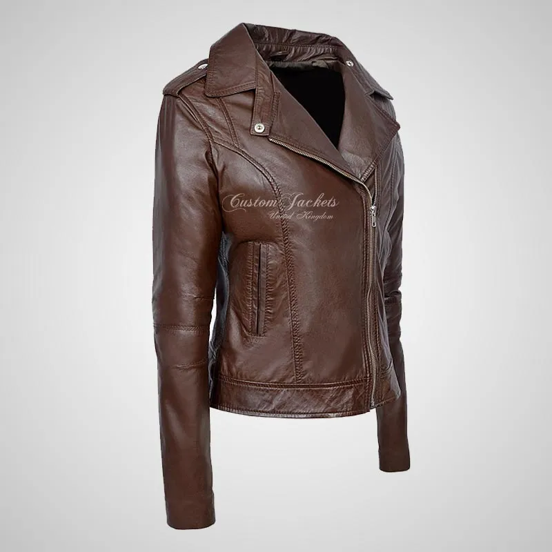 BRYNN Womens Leather Biker Jacket