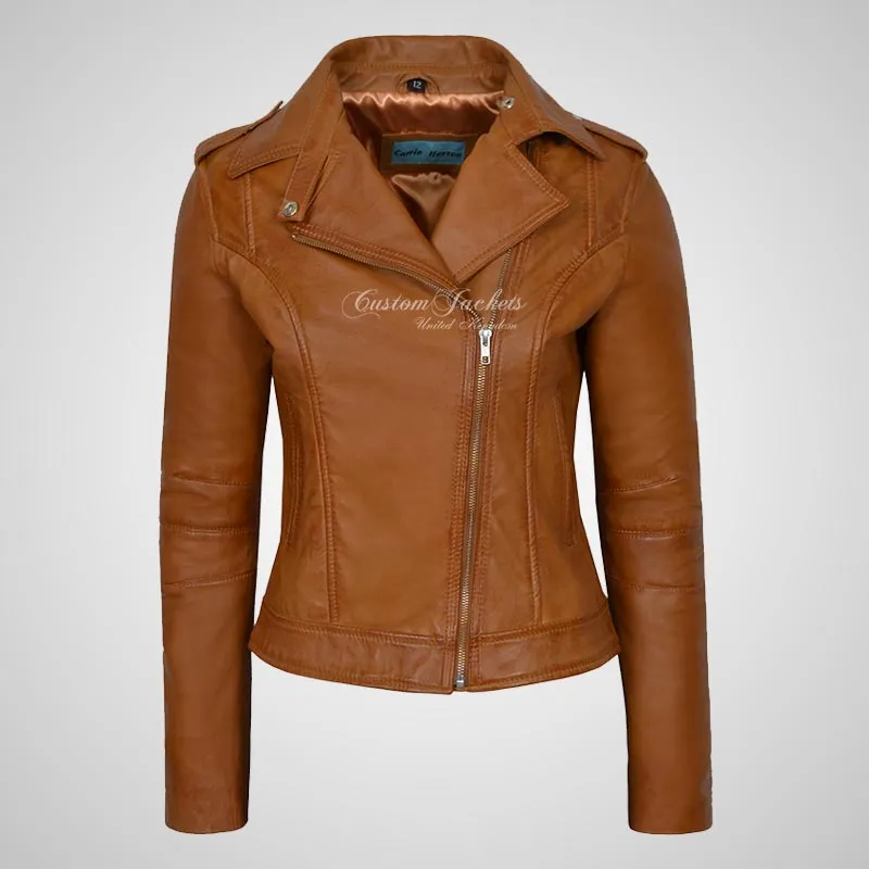BRYNN Womens Leather Biker Jacket