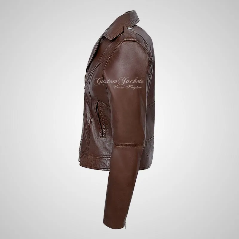 BRYNN Womens Leather Biker Jacket
