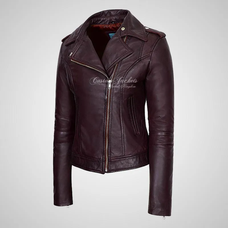 BRYNN Womens Leather Biker Jacket