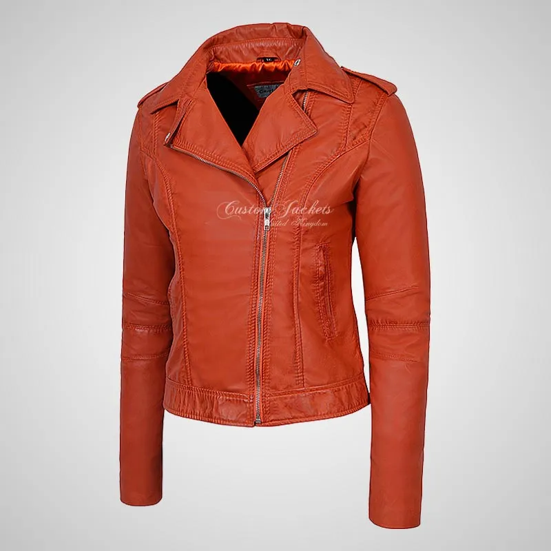 BRYNN Womens Leather Biker Jacket